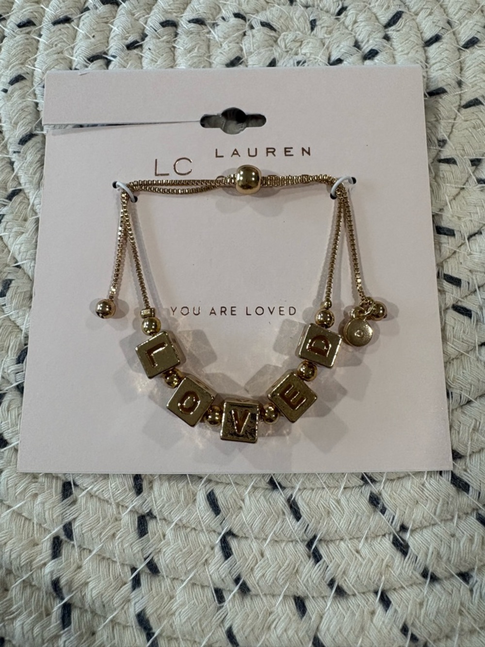 ⭐️ 5/$25 LC Lauren Conrad Gold 'LOVED' Cube Bead Bracelet